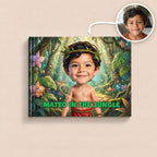 The personalized Jungle Book hardcover with the photo it was made from